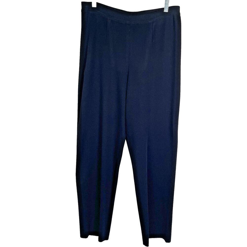 Exclusively Misook Pants Trousers Size L Black Knit Pull On Straight Leg Career
